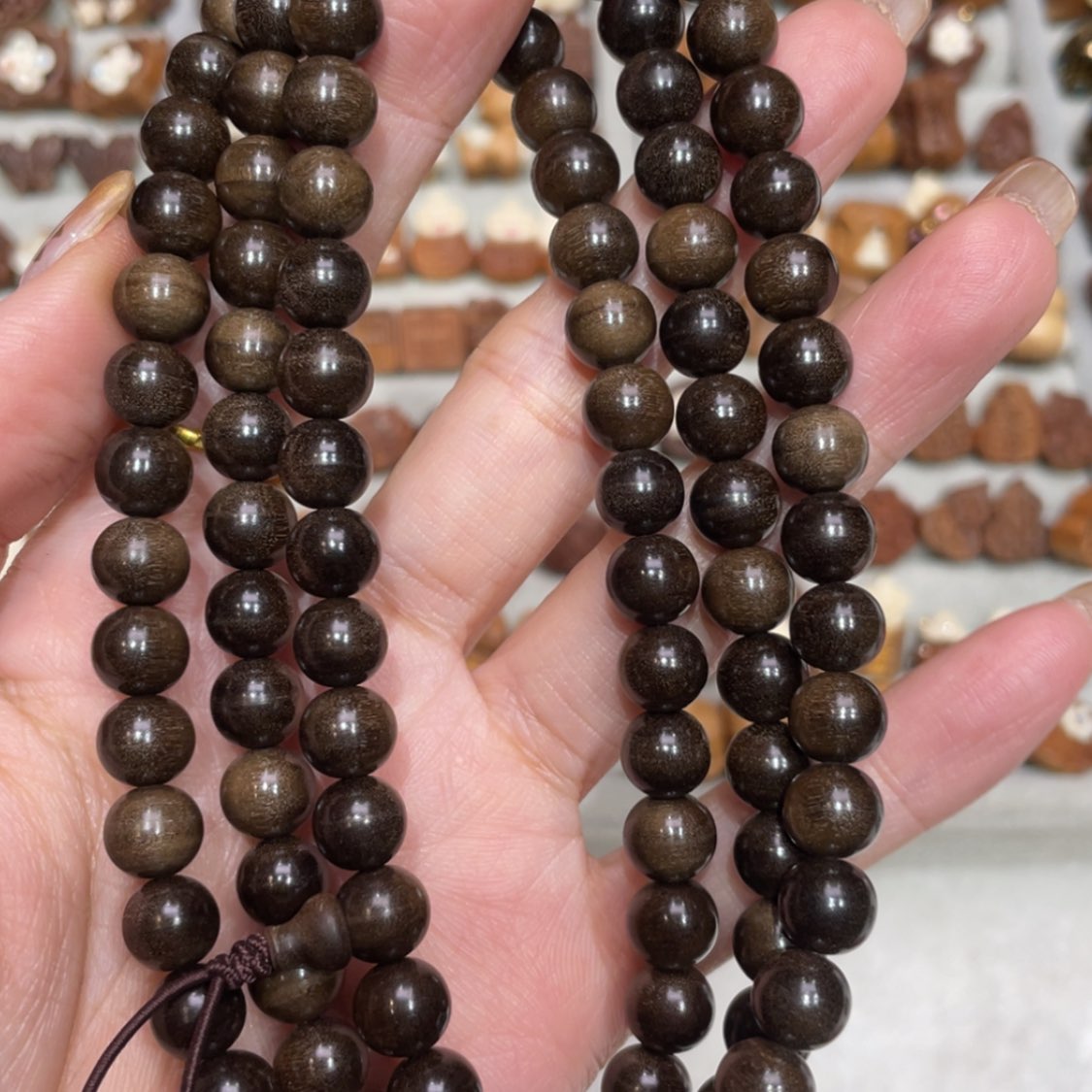 【闪购商品】檀香木手串/手链白****痣08×108阴沉横纹