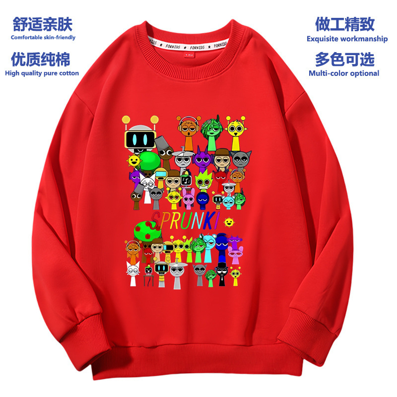 卡通游戏节奏盒子sprunki洋气上衣春秋季新款宽松圆领学生卫衣酷