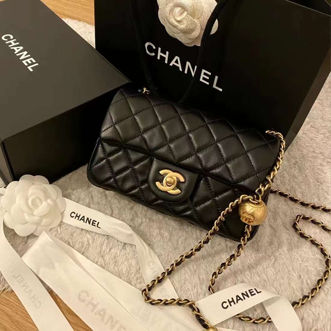 99新 Chanel/香奈儿 蔚蓝/黑金 CF 金球大mini 芯片
