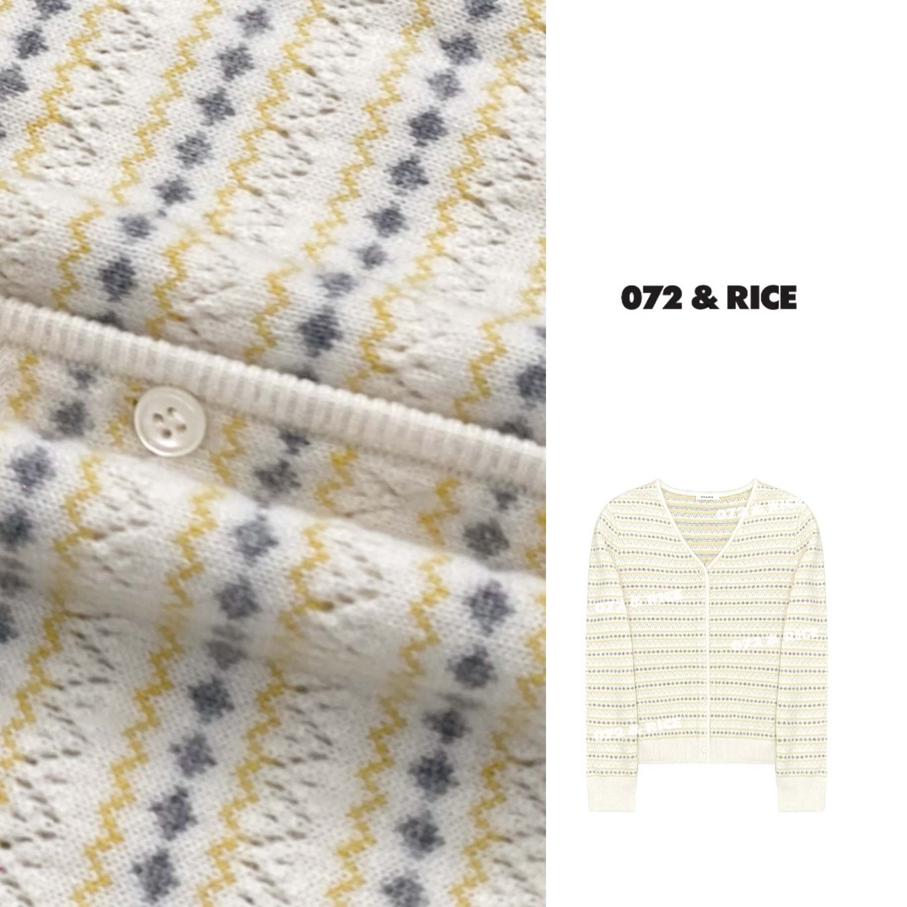 072 & RICE【雪纱】秋季休闲V领长袖针织开衫 31LE049 FF11