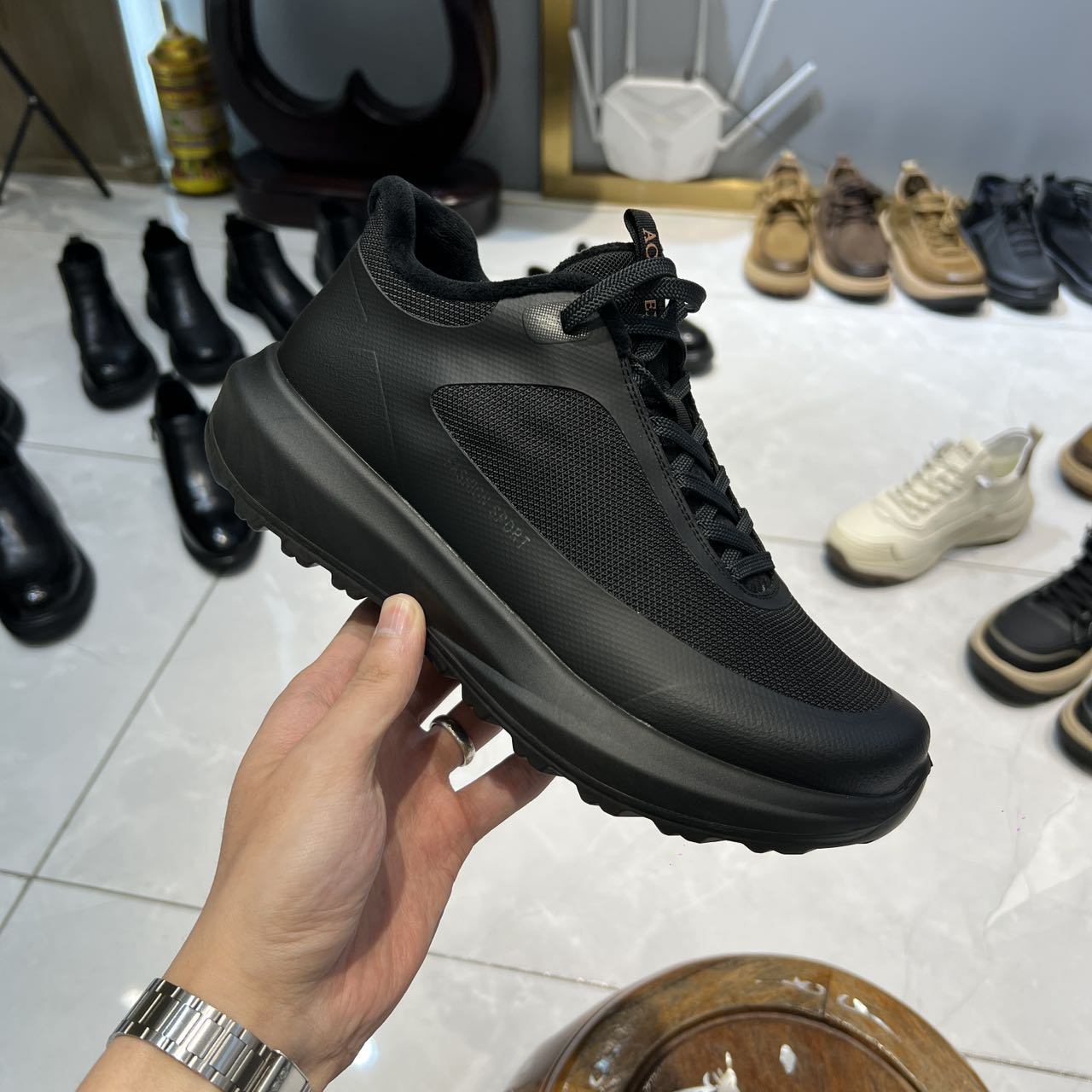 WENJI25ss加绒加厚时尚休闲鞋户外保暖休闲风黑色防水耐磨增男鞋