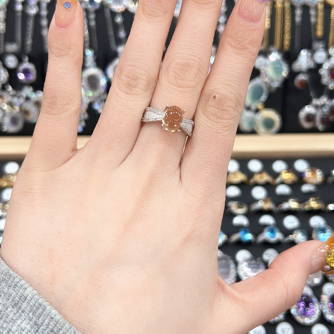 黄晶戒指银S925镶嵌戒指