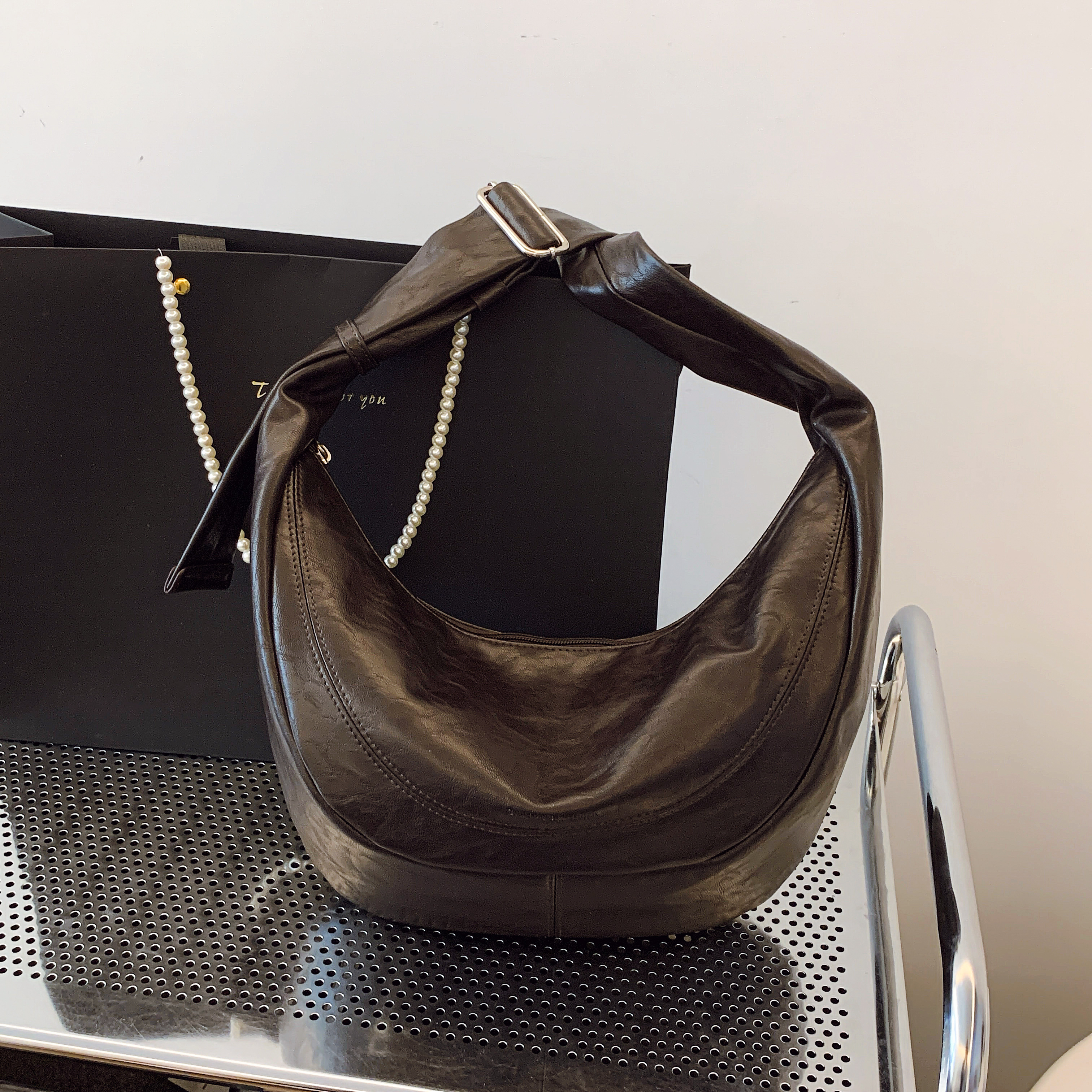 CAHRES&HEKA早秋复古简约风女士百搭月亮包饺子包洋气单肩斜挎包