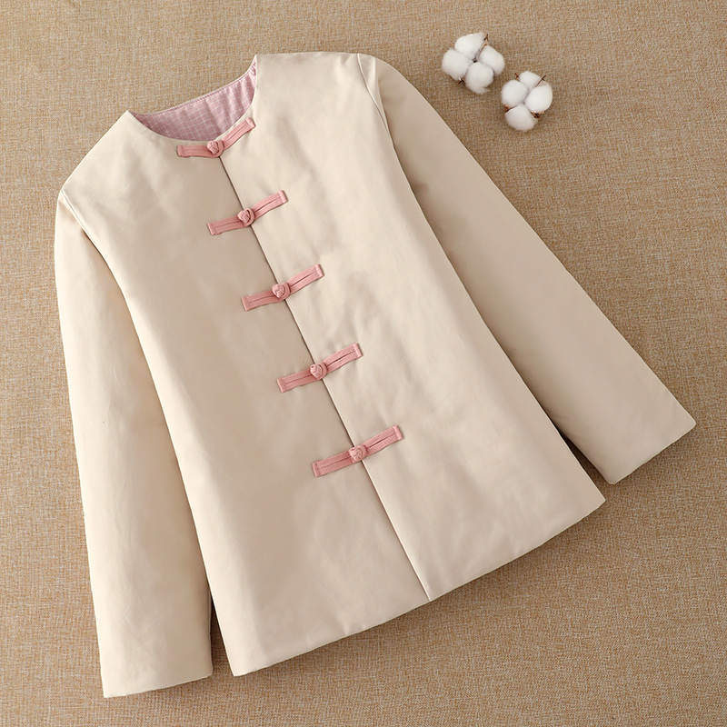 中式复古棉花棉袄女国风盘扣纯色棉服冬成人内外穿对襟保暖棉服