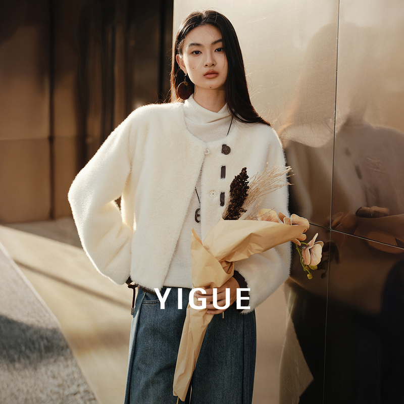 【艾美专属】亦谷温柔风修身冬新款仿貂毛贵气外套G5WAF610