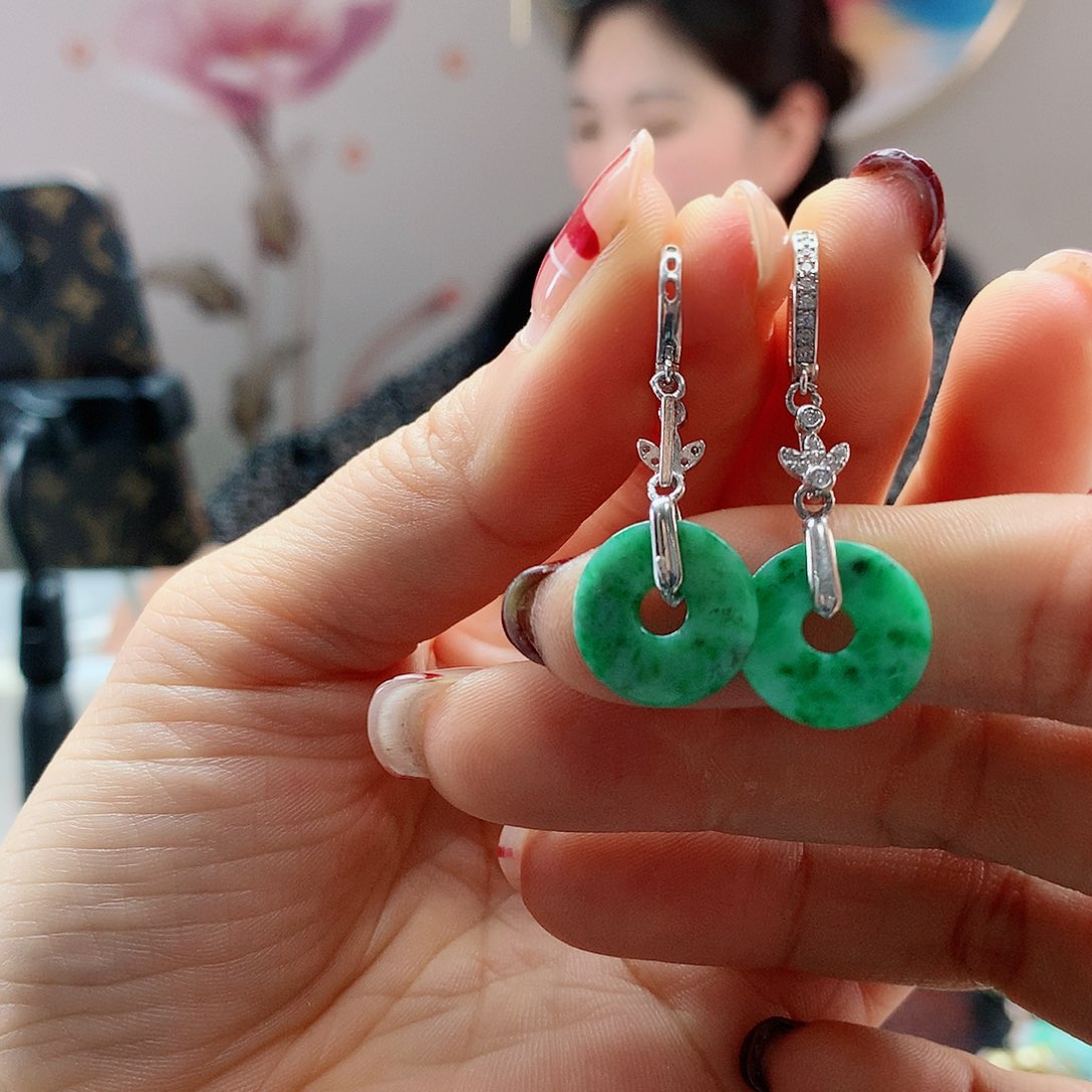 【闪购商品】翡翠耳饰银S925镶嵌，