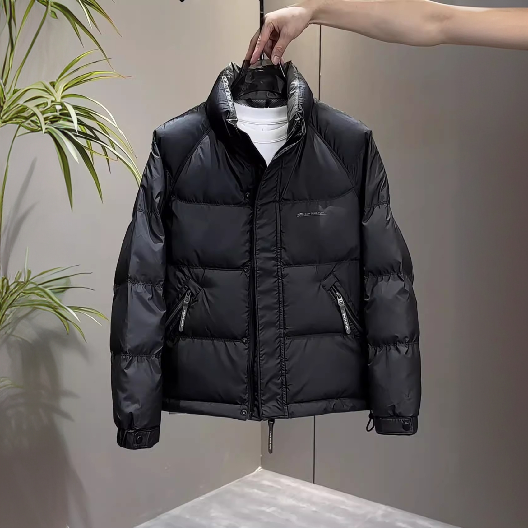 2024冬季羽绒服男士修身立领外套时尚青年百搭加厚保暖白鸭绒外套