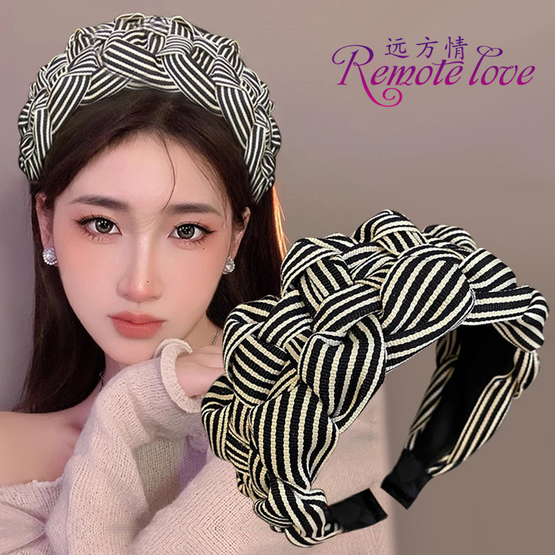 remote love/远方情洋气条纹宽边发箍复古高颅顶遮白发头饰T2828