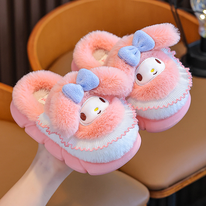 儿童棉拖鞋冬季女童三丽鸥卡通可爱防滑室内亲子宝宝拖鞋女库洛米