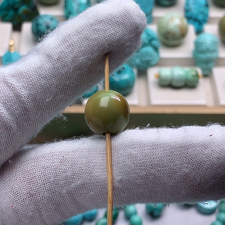 绿松石未镶嵌珠宝奇石直径12特色菜籽黄圆珠