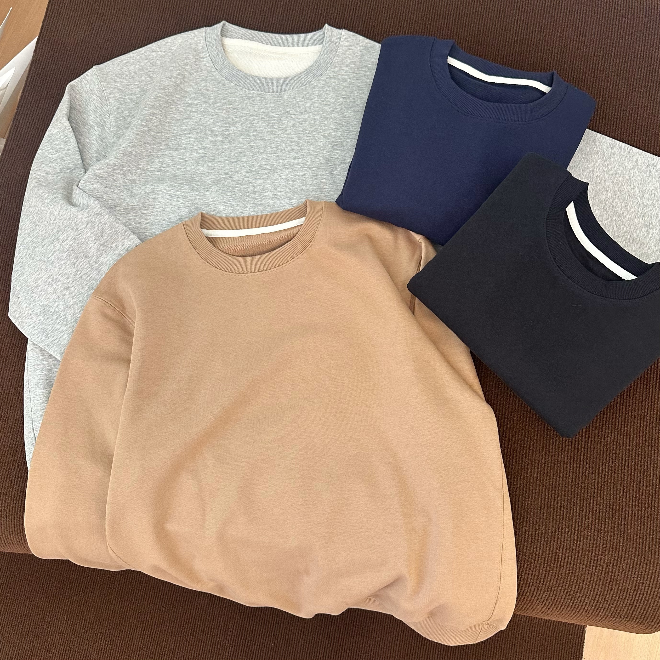 2025丘棠秋季新款男士纯色圆领毛圈卫衣Q253062