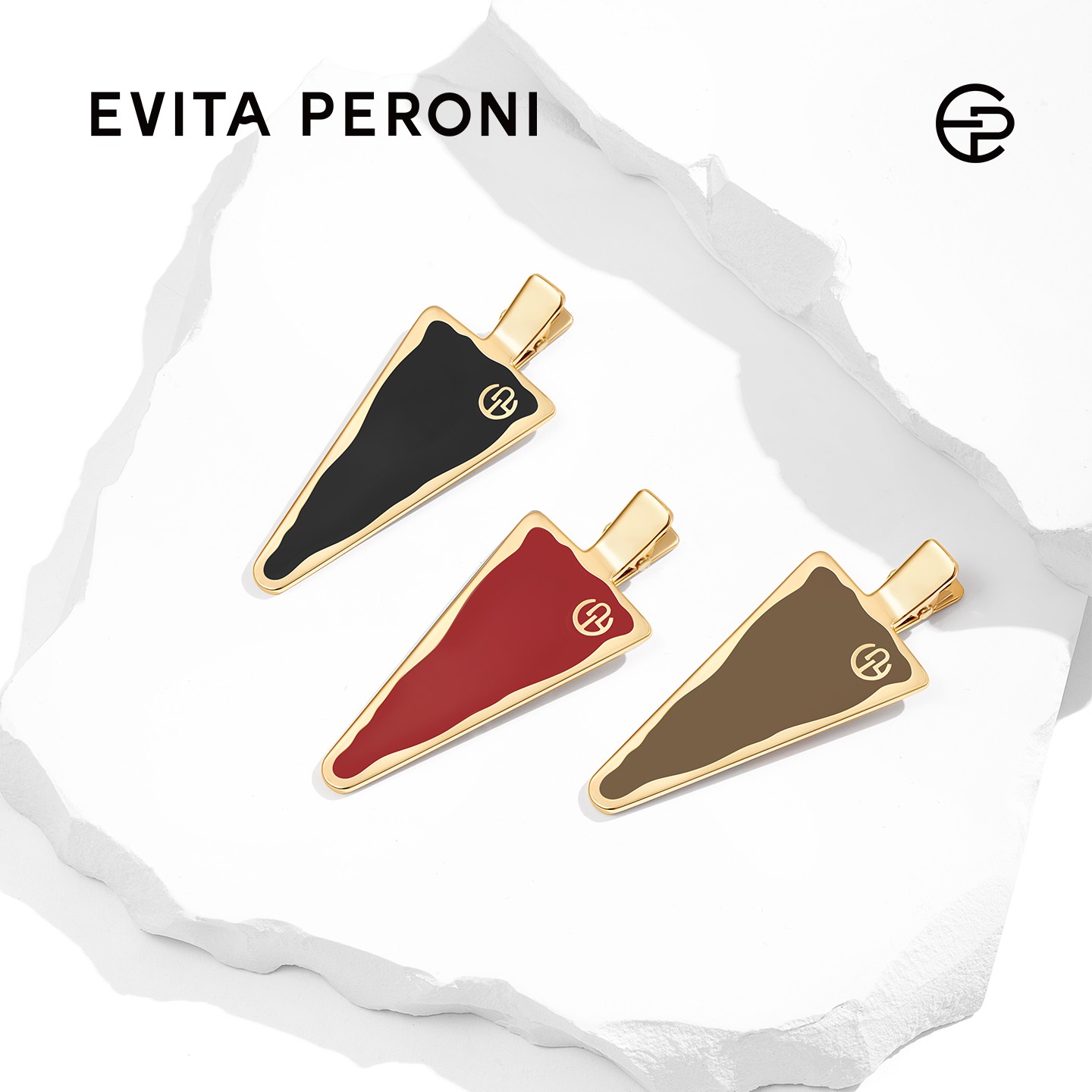 Evita Peroni/依慧达几何律动系列鹤嘴夹简约创意金属三角边夹zb