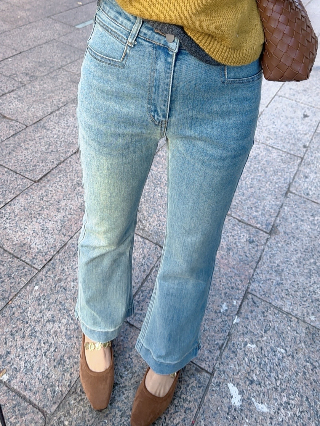 大顾家【小个子定制】2025早春弹力微喇牛仔裤