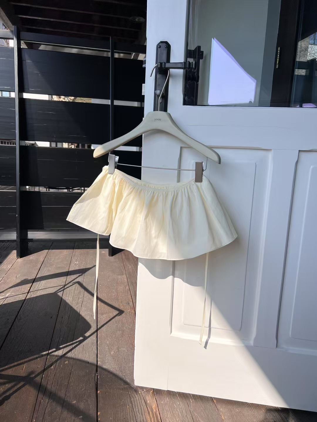 韩国天丝亚麻立体屁帘气质白色百搭