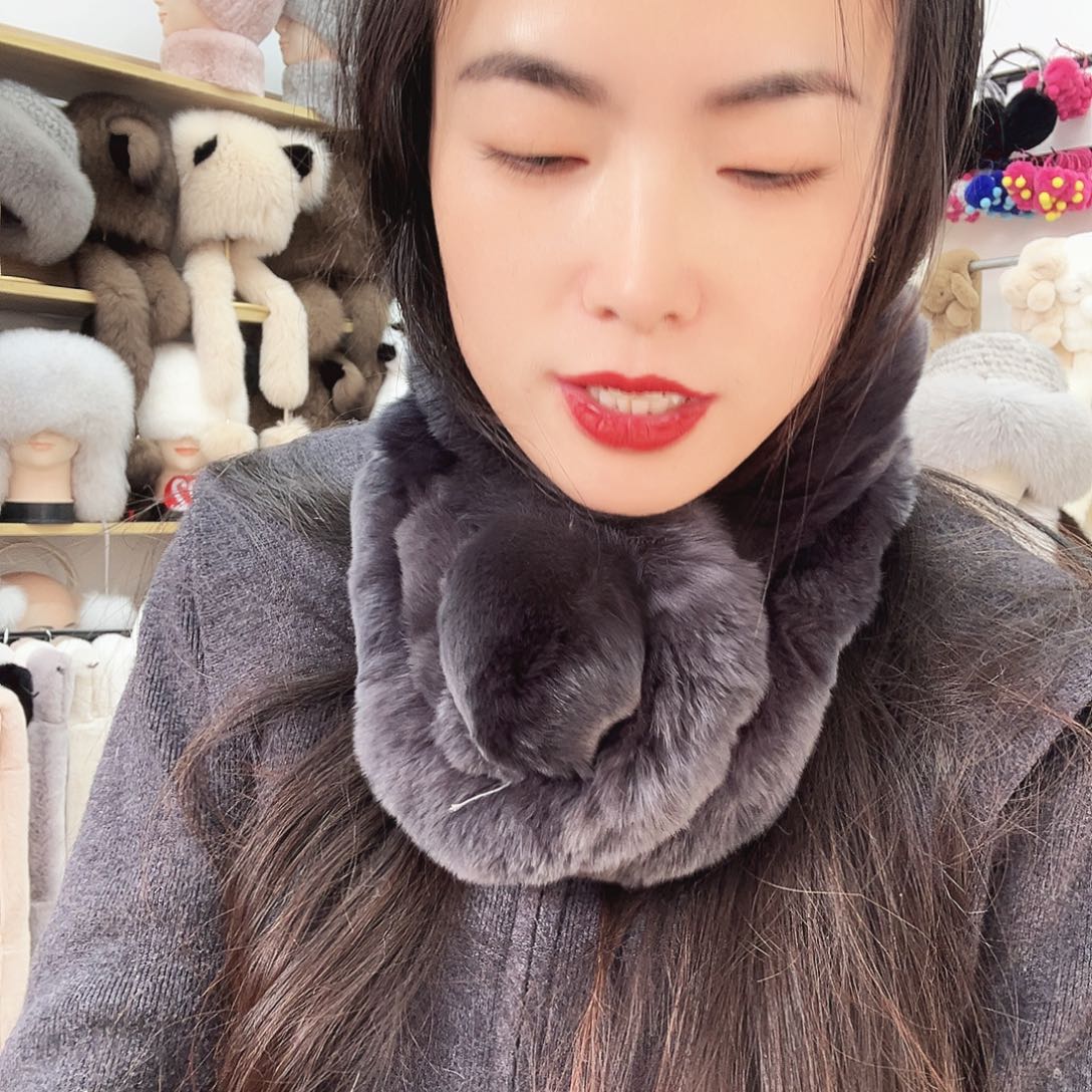 兔毛深灰色359围巾