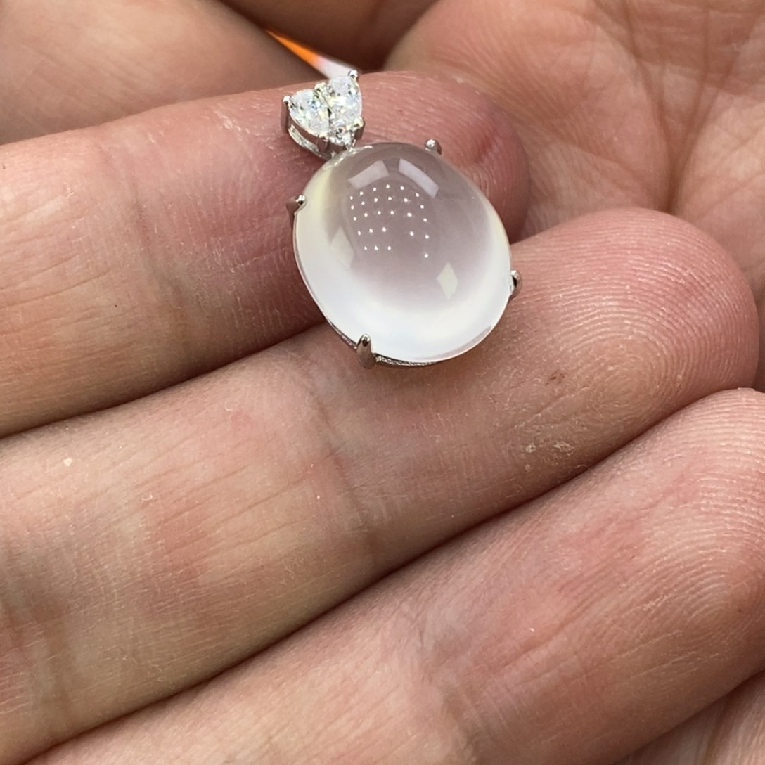 石英质玉戒指银S925镶嵌