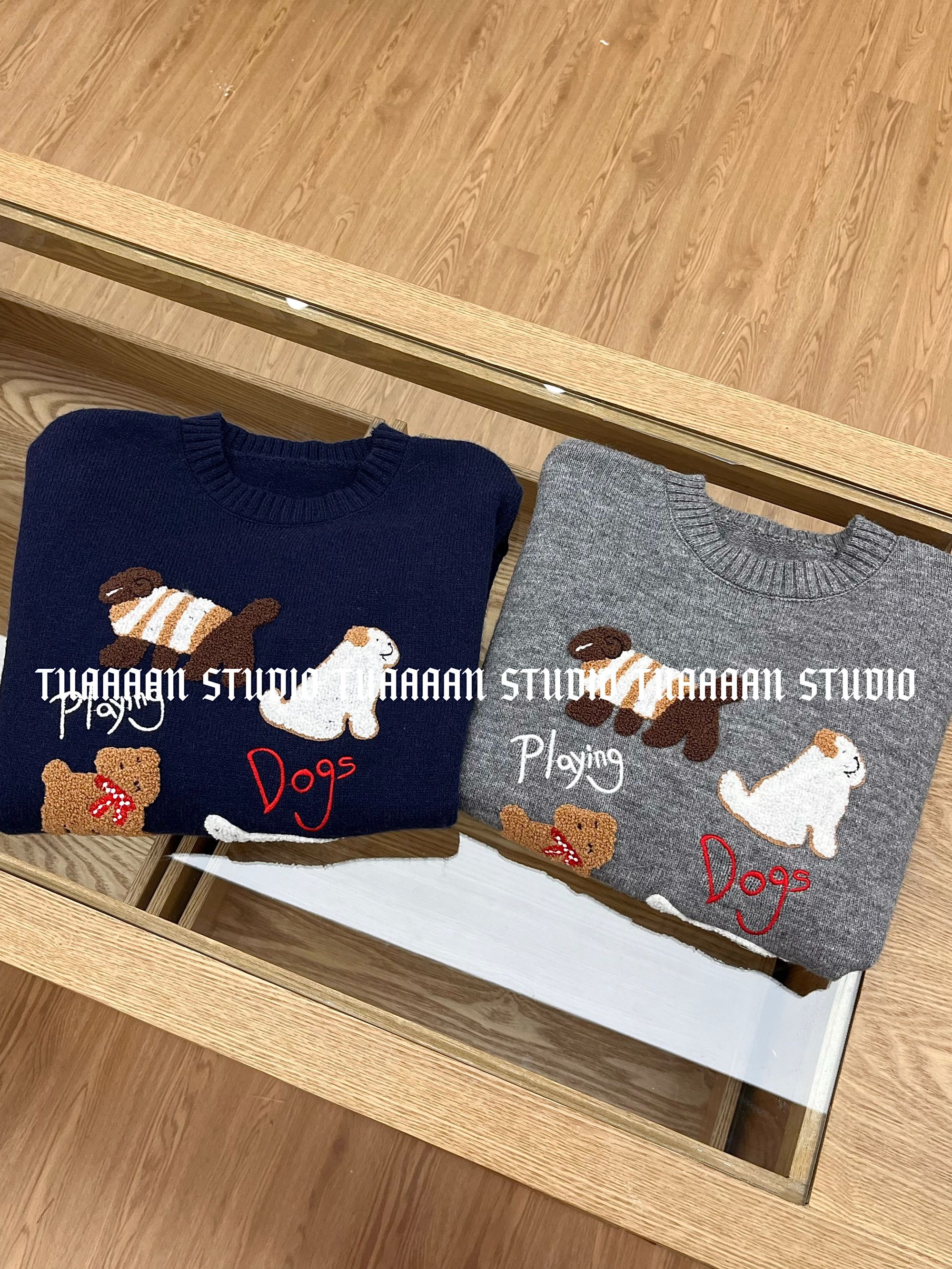 TUAAAAN"芝士小狗"套头秋冬卡通圆领百搭上衣#TT9027