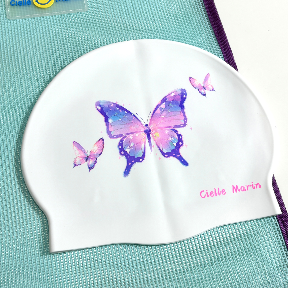 硅胶白蝴蝶成人儿童游泳帽大号护耳泳帽加大版泳帽（直播）