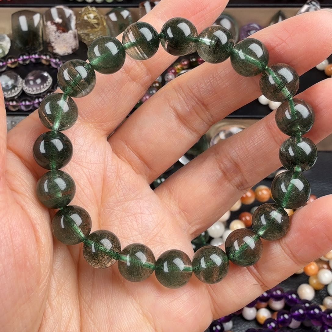 水晶手链未镶嵌天然绿幽灵步步高升千层