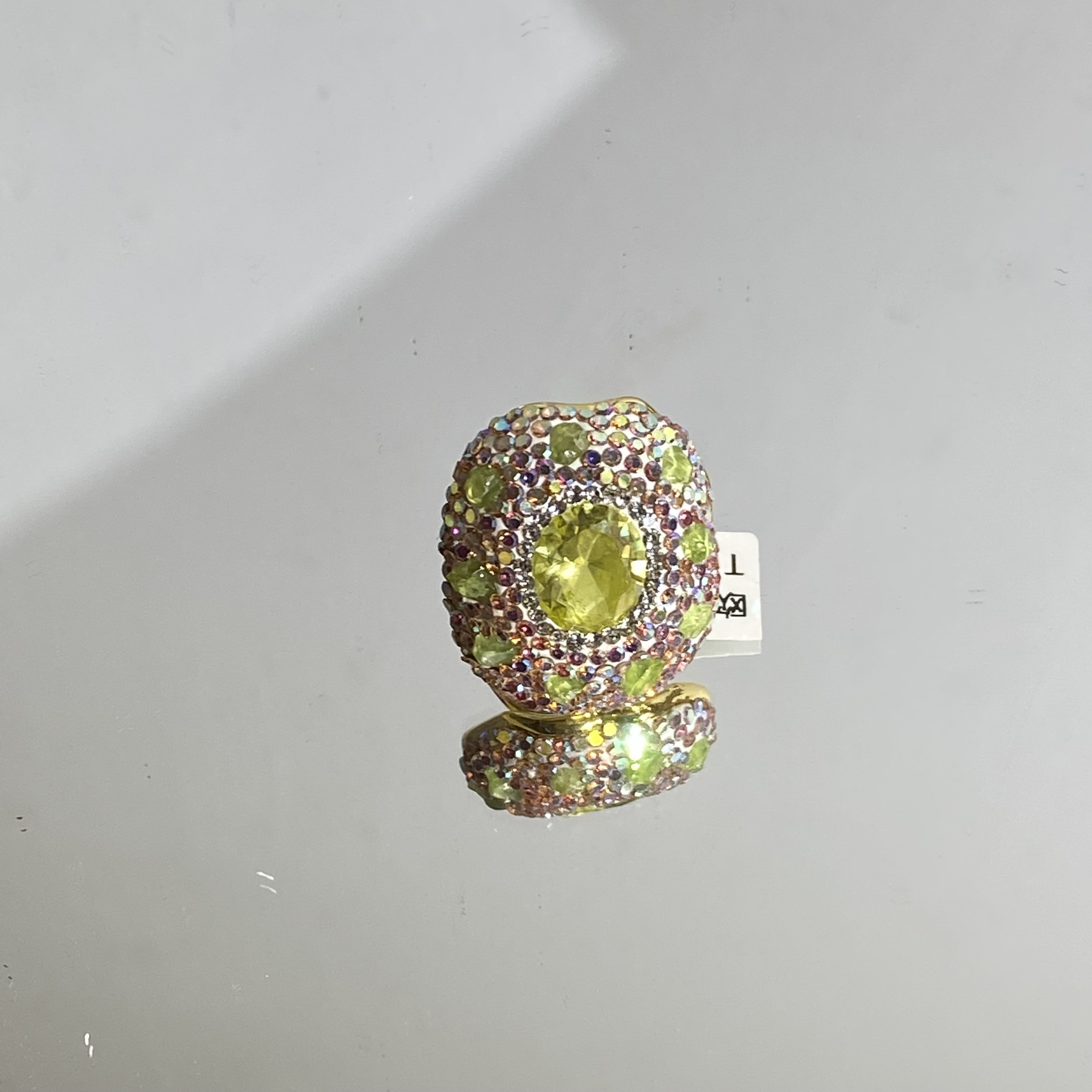 铜合金合成锆石戒指 TTSD 绿色蛋面轻奢百搭款戒指 436