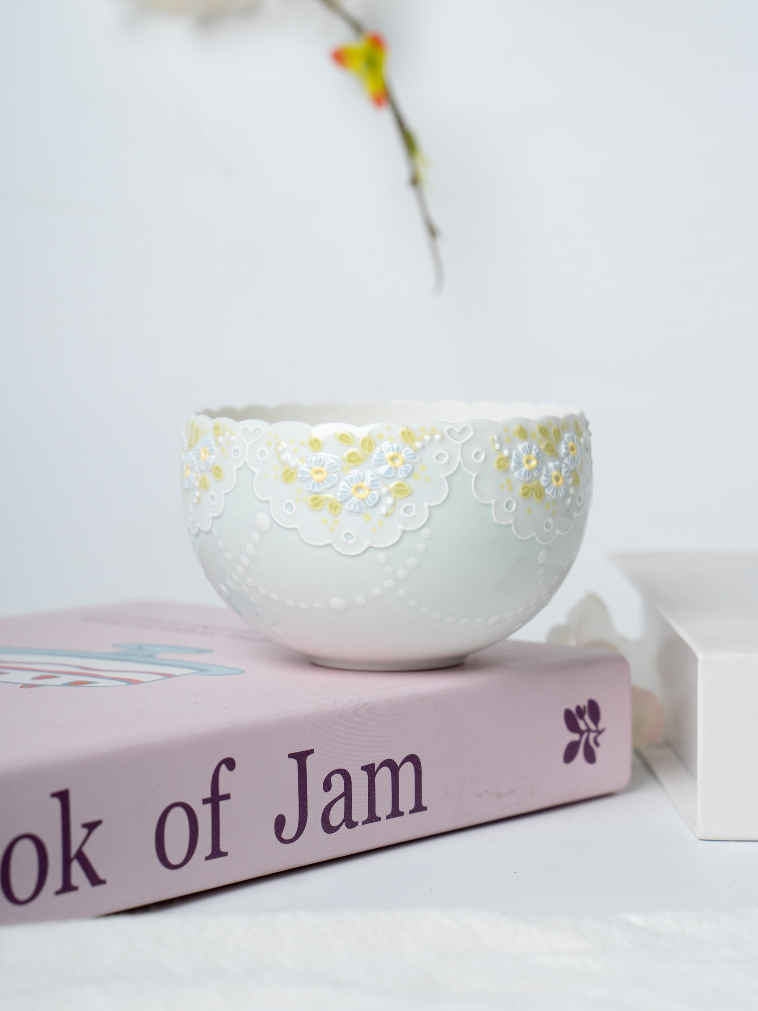 夏兜 | 薄荷绿小蓝花蕾丝蛋杯