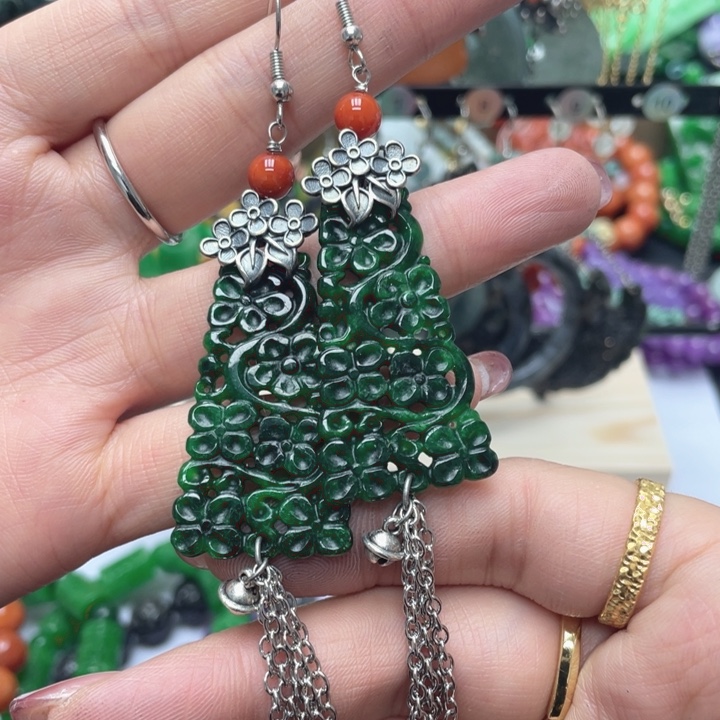 翡翠未镶嵌手链耳坠23