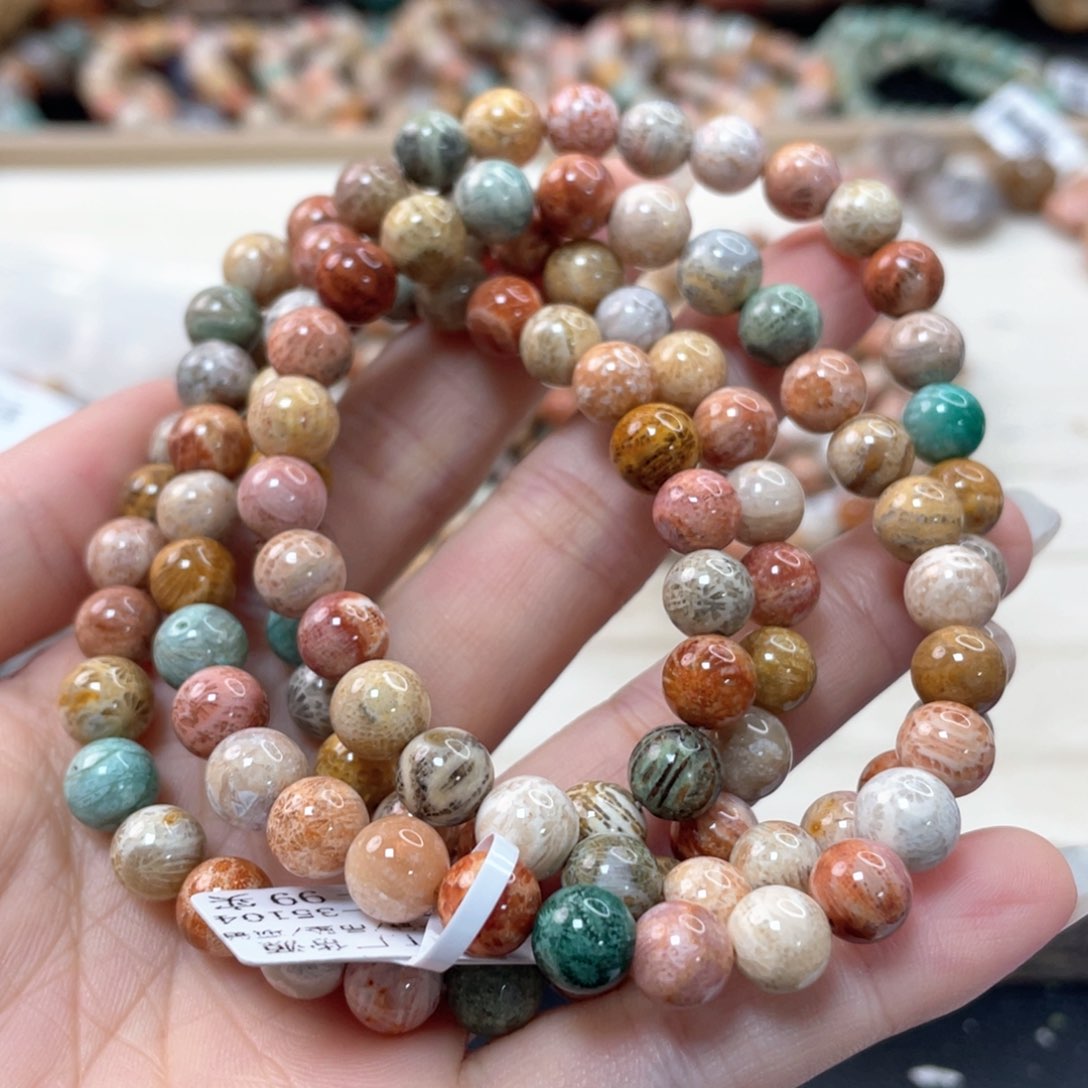 硅化珊瑚（珊瑚玉）手链未镶嵌张***语766