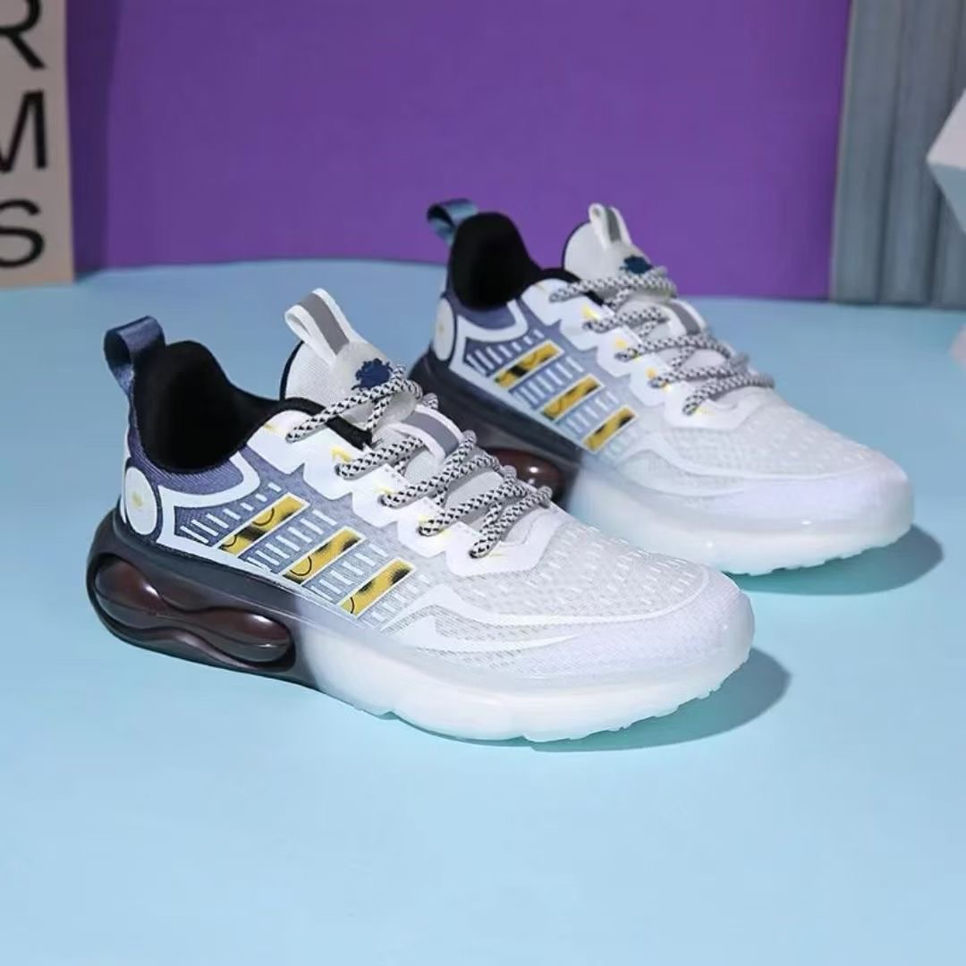 夏季透气冰丝爆米花大底运动鞋荧光跑步情侣鞋时尚休闲舒适百搭