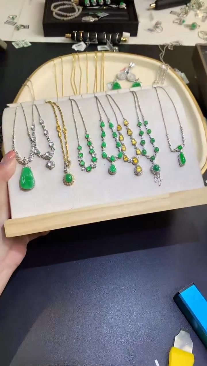 【彩虹盘】翡翠套链-多样性发一件-18K金镶嵌-XY03 |CXQ21