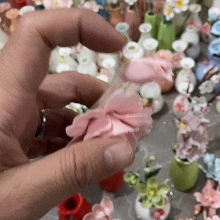 瓷片纯手工陶瓷花摆件瑕