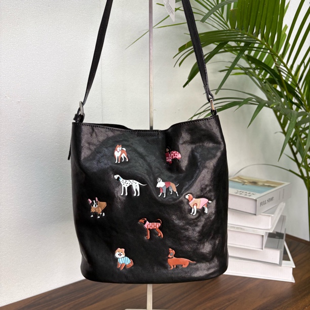 水晶植鞣头层牛皮流浪中托特斜挎包【3D高分子热融印制】82002