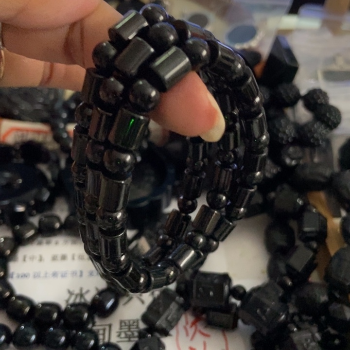 翡翠未镶嵌手链墨翠7