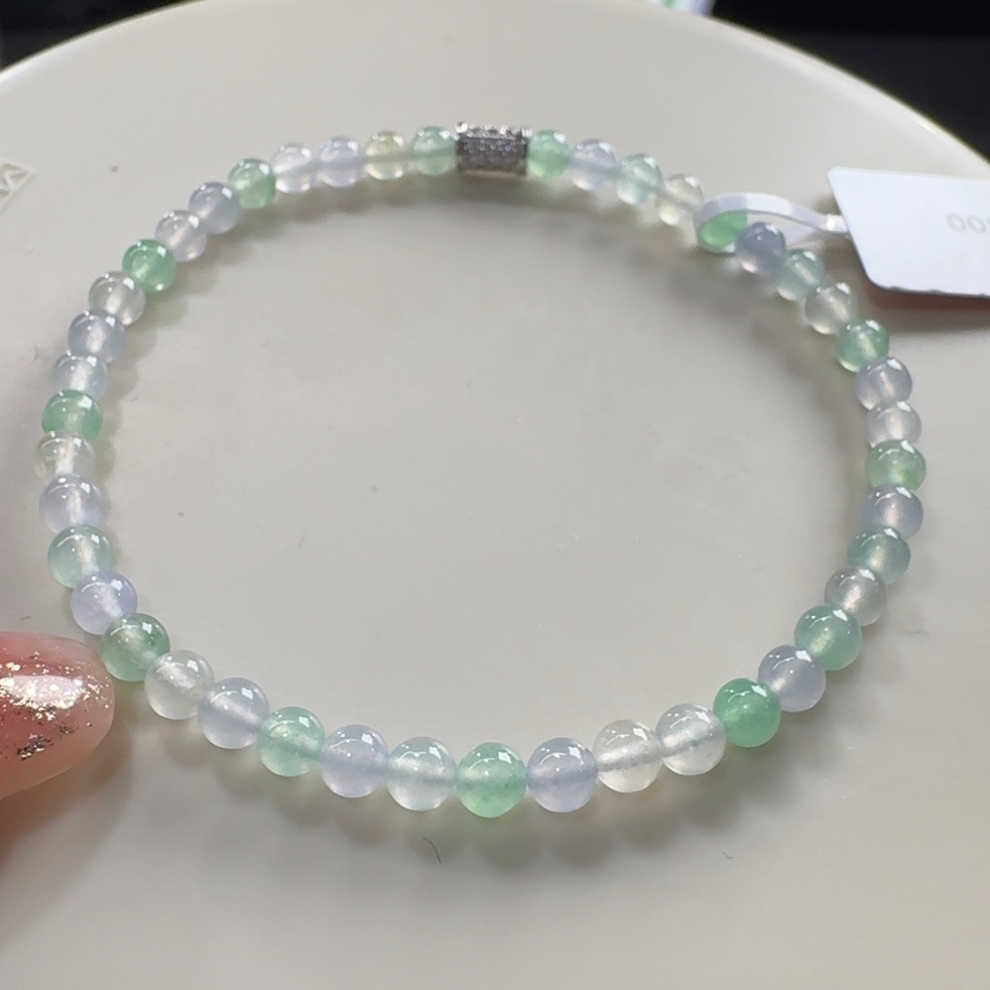 翡翠未镶嵌手链高冰仙气三彩卡4 宠粉大漏！