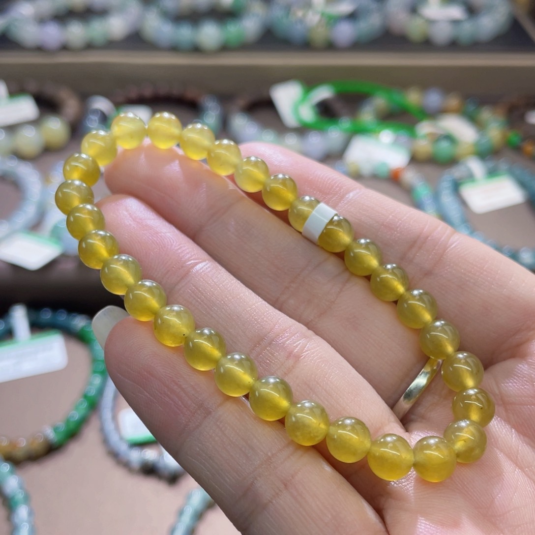 未镶嵌手链翡翠黄油满色 极光黄