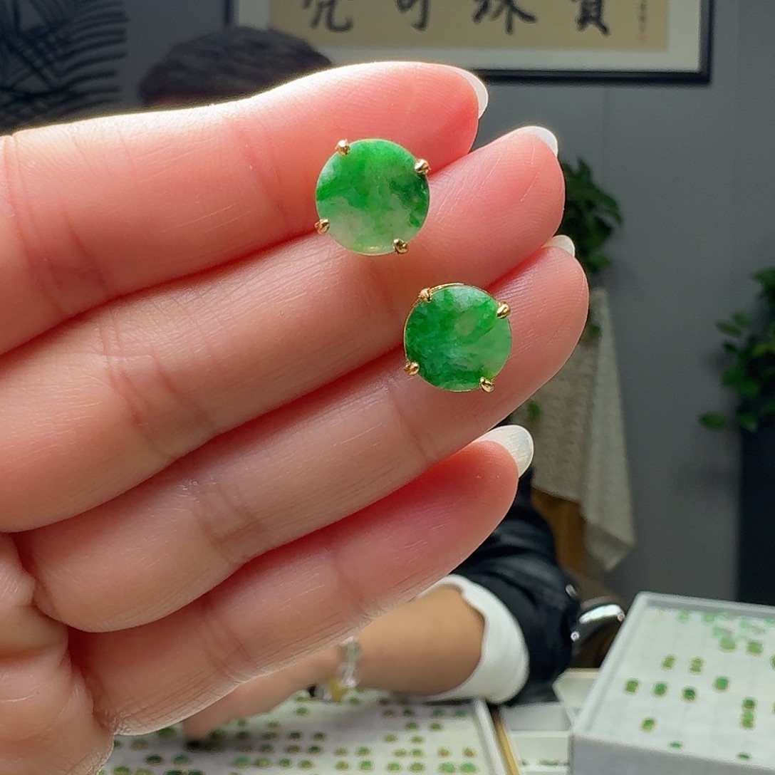 翡翠银S925镶嵌耳饰多样性发货其一