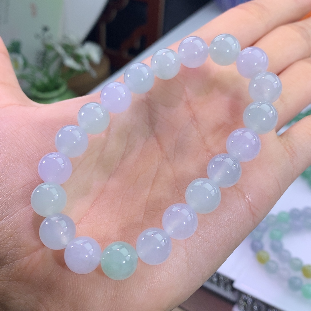 翡翠未镶嵌手链14号 浅色系马卡龙手串