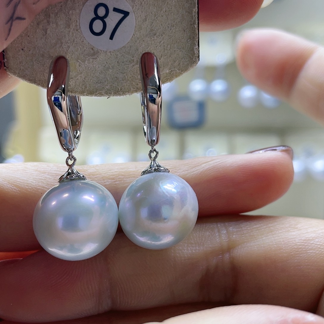 淡水珍珠耳饰银S925镶嵌
