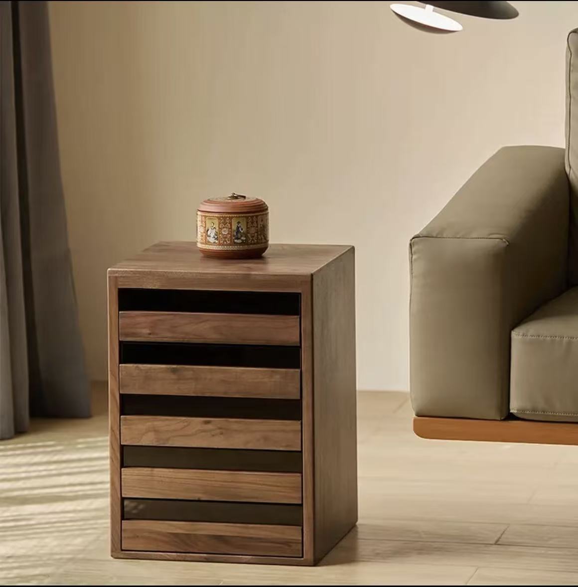 北美黑胡桃书房收纳柜凳牙科简约落地边柜北欧储物柜新中式柜子