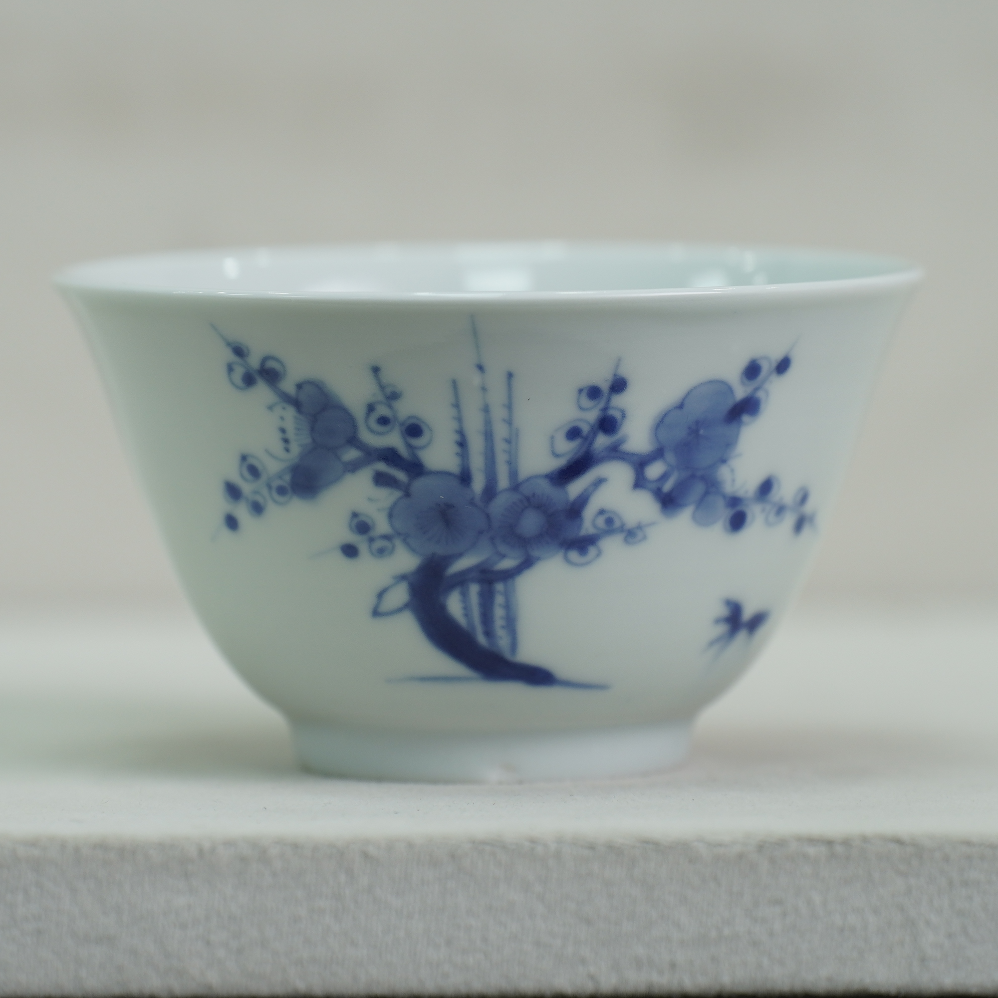 【明·天启】青花岁寒三友纹茶圆