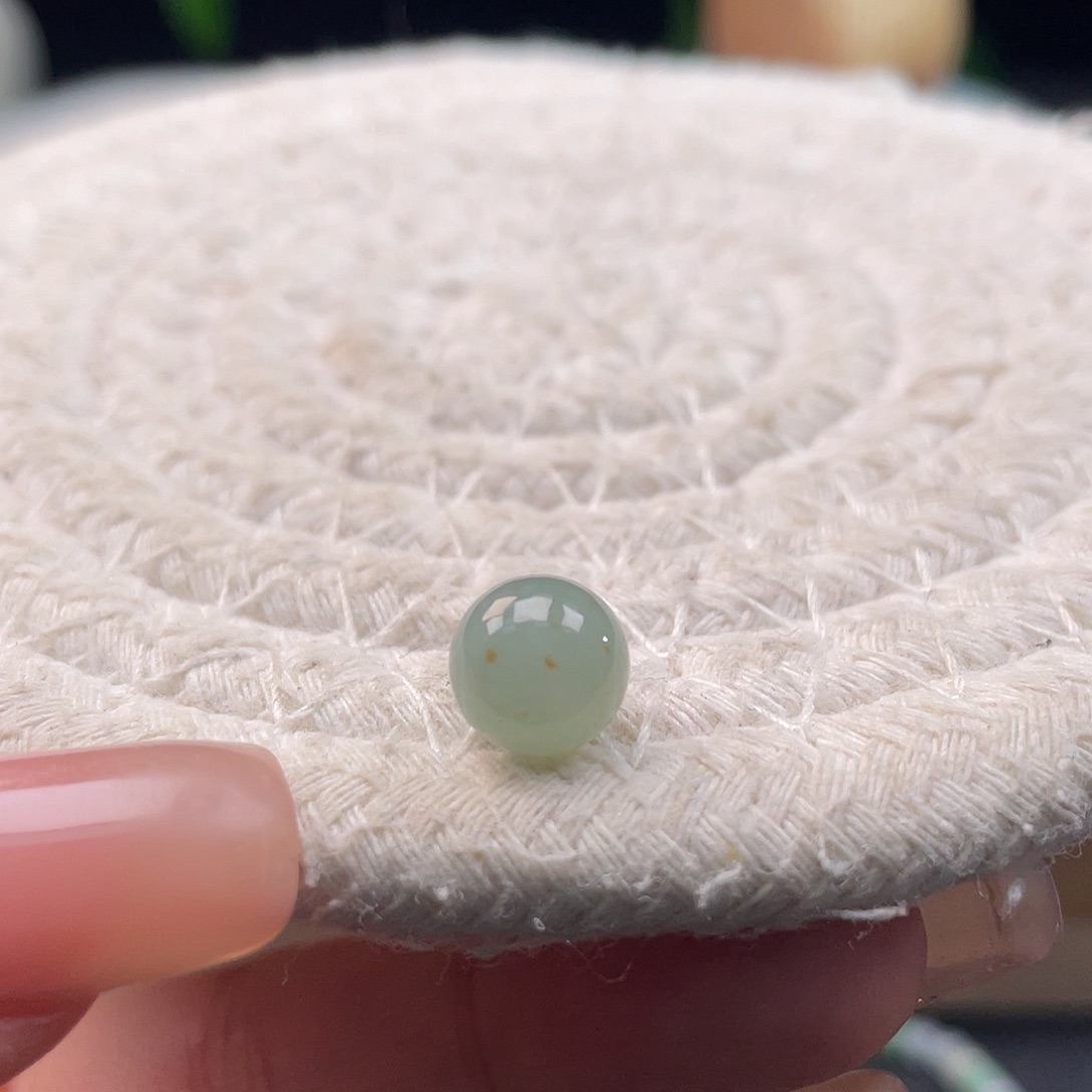 翡翠散珠天然缅甸翡翠a货桂花糕圆珠8.6