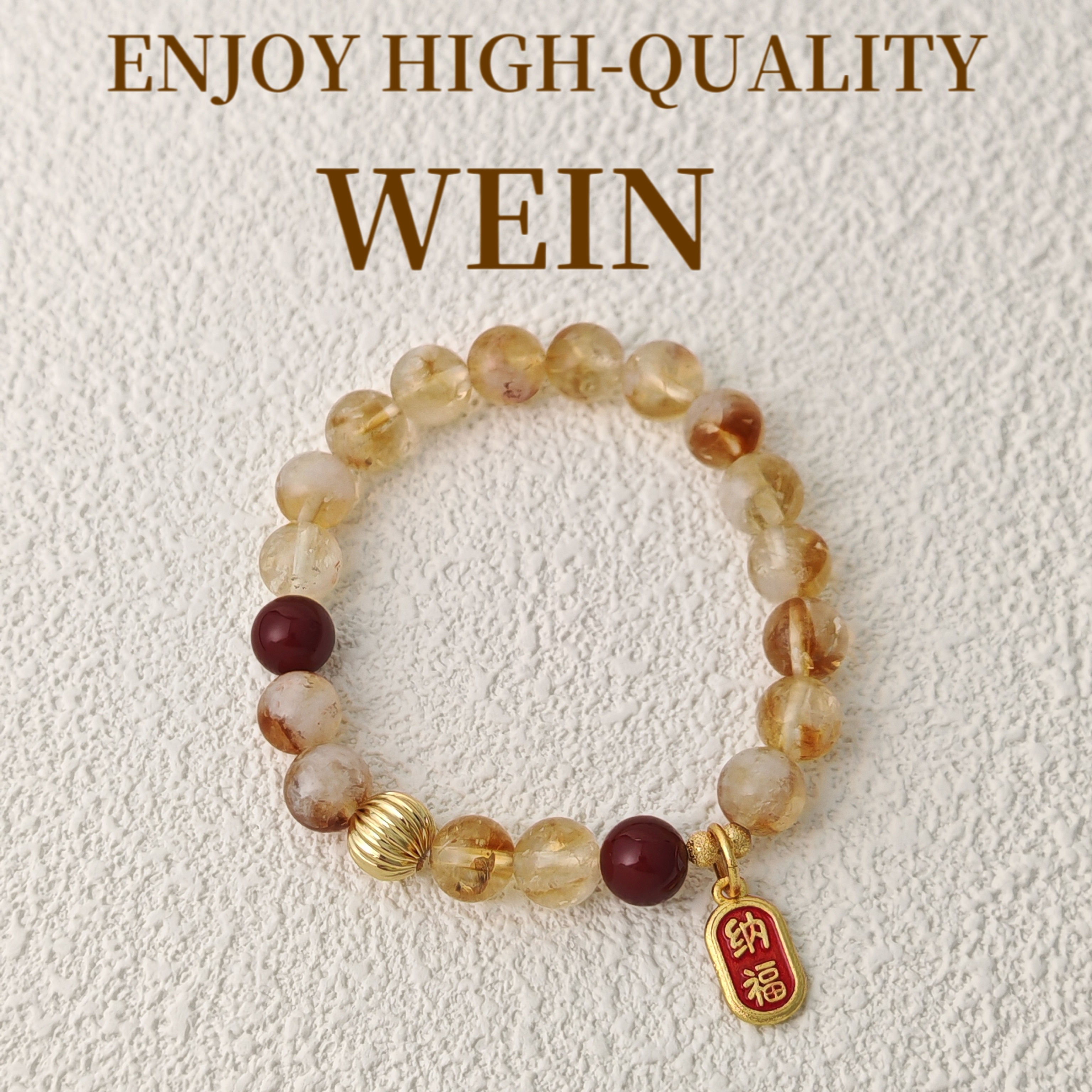 WEIN「黄水晶」优雅精美时尚百搭轻奢黄色单圈国风