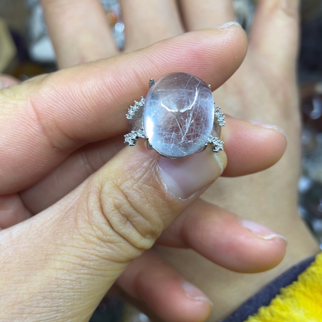 【闪购商品】银S925镶嵌珠宝半成品水晶戒指