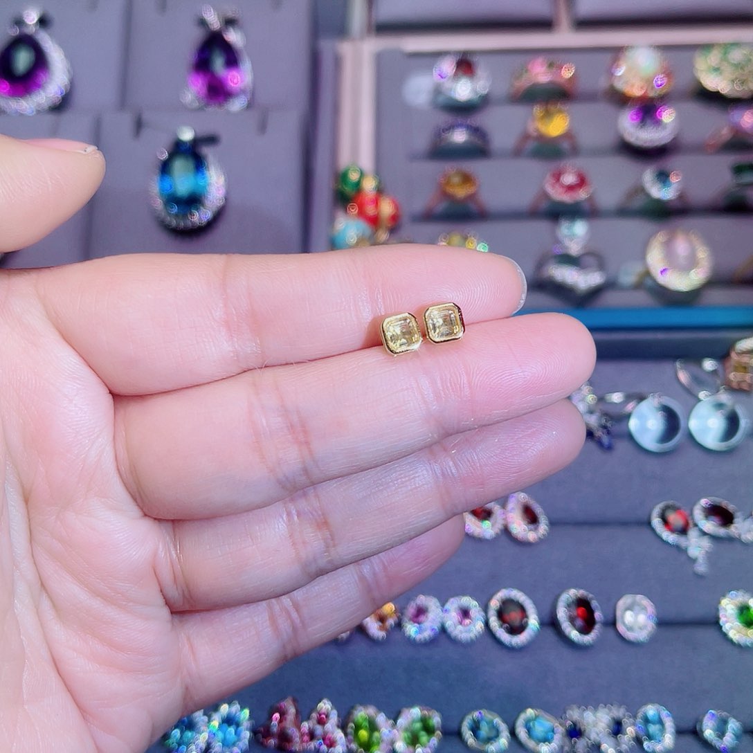 银S925镶嵌耳饰黄晶