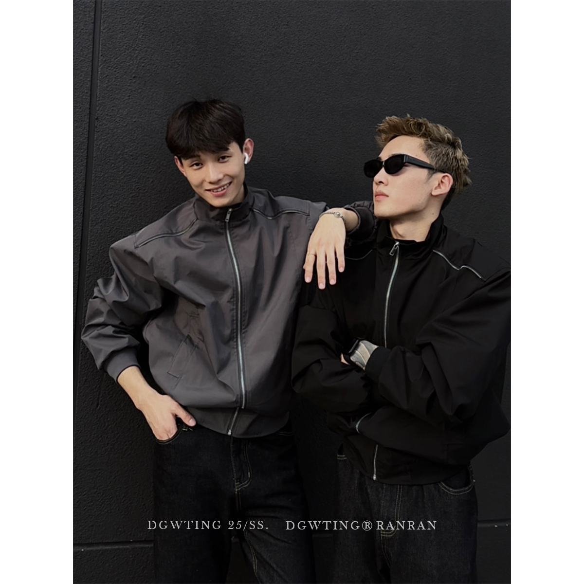 DGWTING美式教练三防拉链设计感夹克男春秋廓形百搭痞帅复古外套