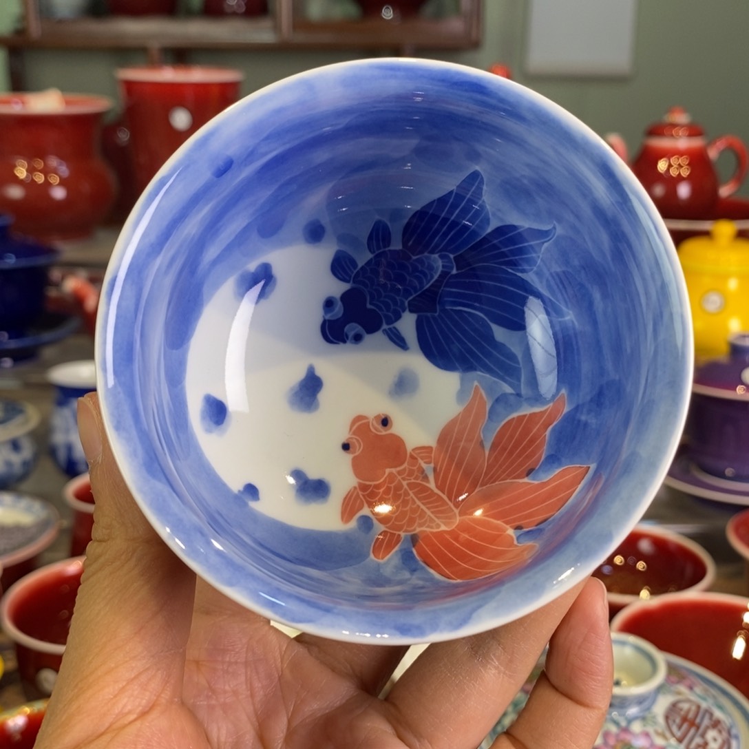 清欢雅玩原矿郎红精品内绘炉士杯
