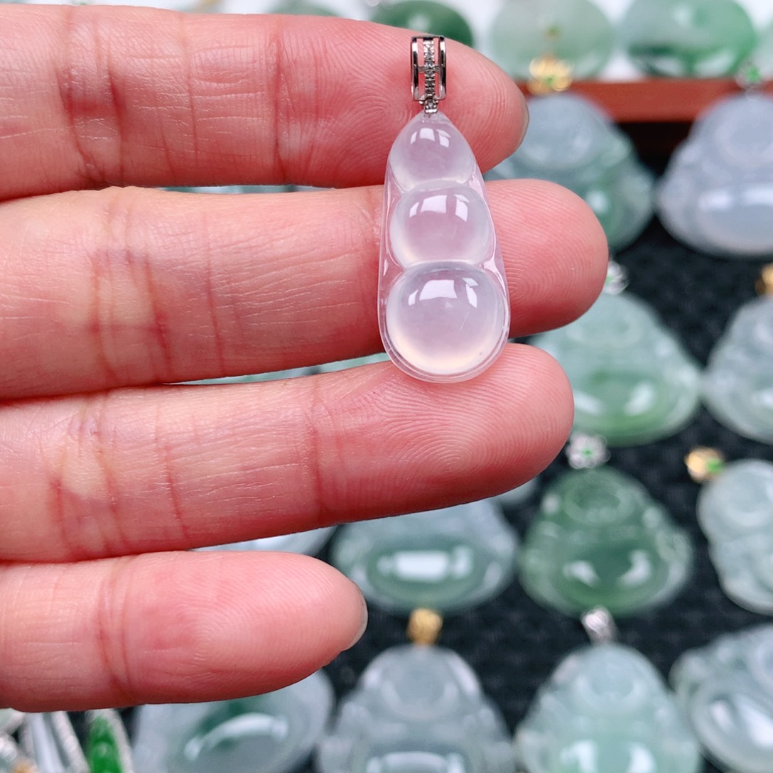 翡翠吊坠(不含链)18K金镶嵌