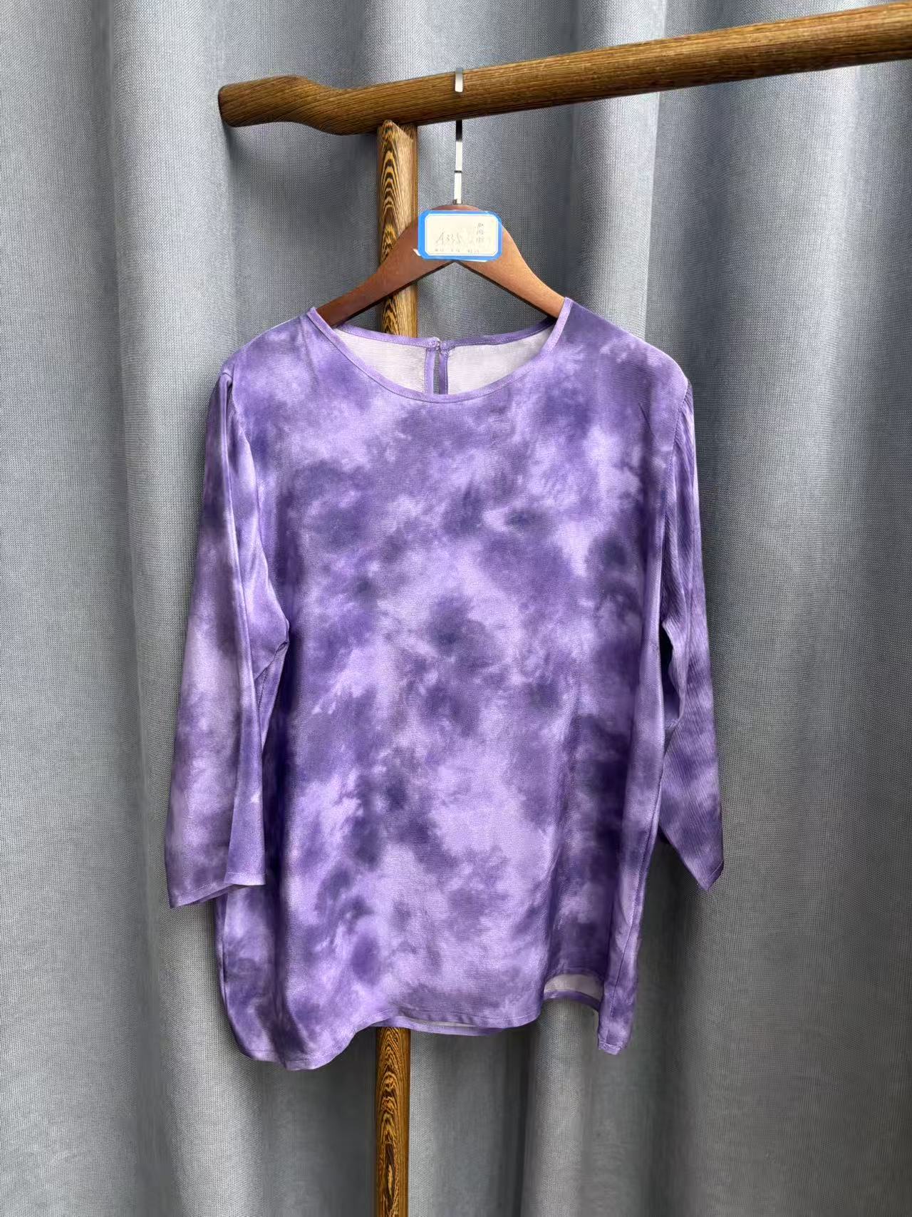 2025夏季新款休闲时尚圆领桑蚕丝双绉上衣女A335