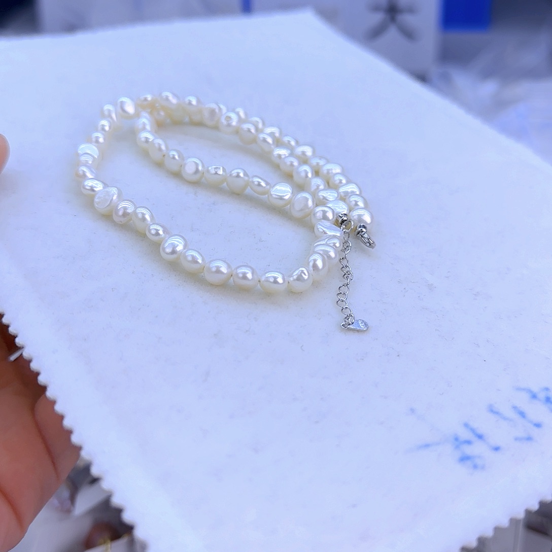 银S925镶嵌项链定制765淡水珍珠