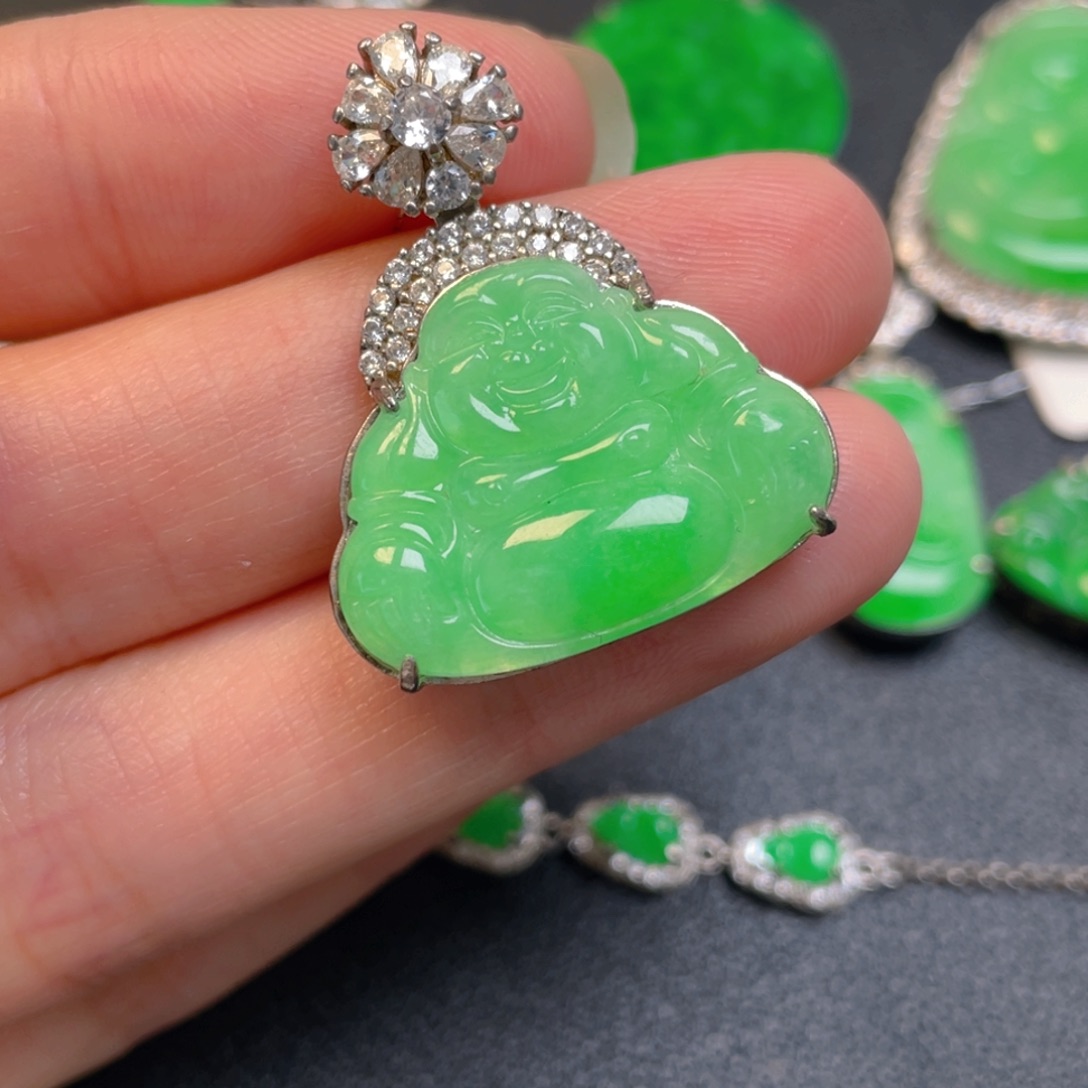 吊坠(不含链)银S925镶嵌翡翠