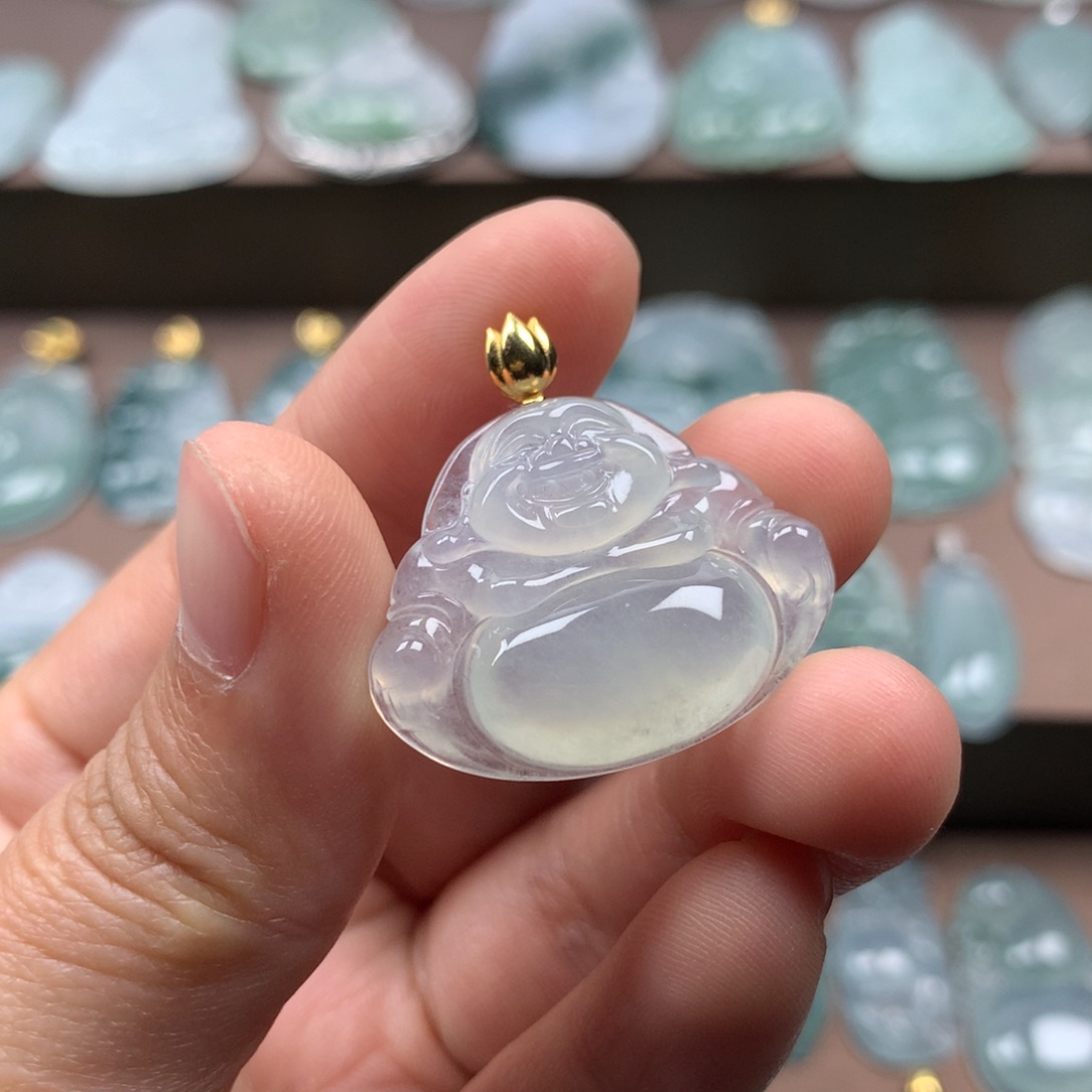 颈饰18K金镶嵌翡翠天然翡翠